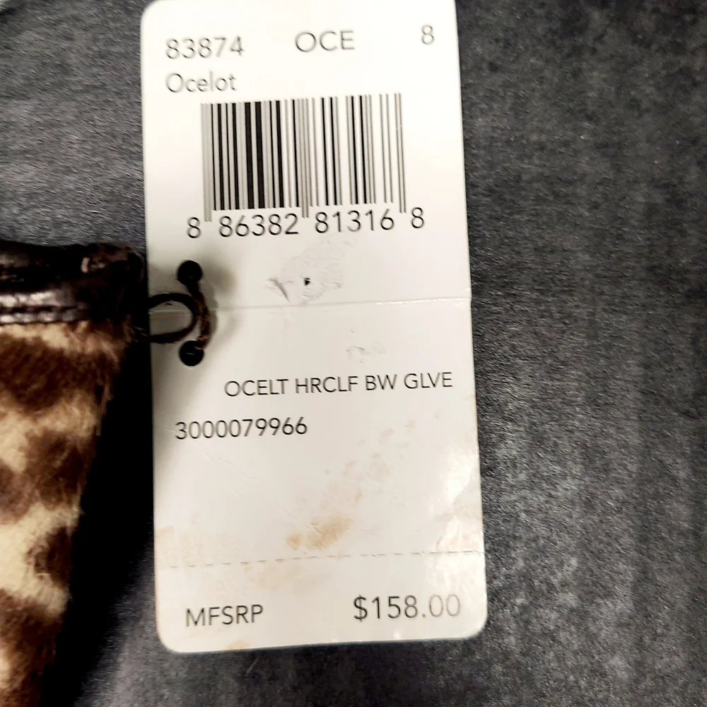 Coach OCELT Leather and Cow Hair Leopard Print Women's Gloves Size 7 - Picture 2 of 12